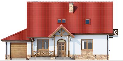 Передний фасад дома, Двухэтажный дом 14х11 - 139.8 м2