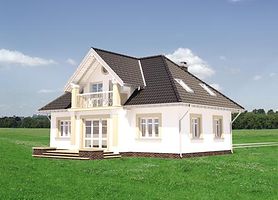 Левый фасад дома, Двухэтажный дом 14х10 - 156.1 м2