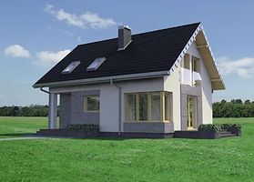 Правый фасад дома, Двухэтажный дом 10х8 - 105.1 м2