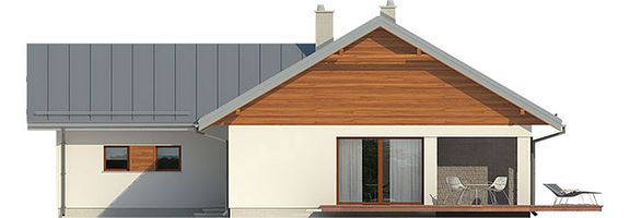 Правый фасад дома, Одноэтажный дом 15х17 - 154.32 м2
