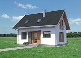 Передний фасад дома, Двухэтажный дом 9х7 - 88.5 м2