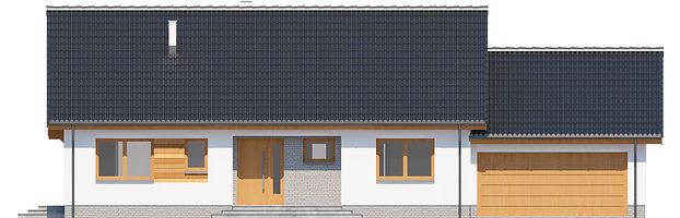 Передний фасад дома, Одноэтажный дом 18х11 - 150.81 м2